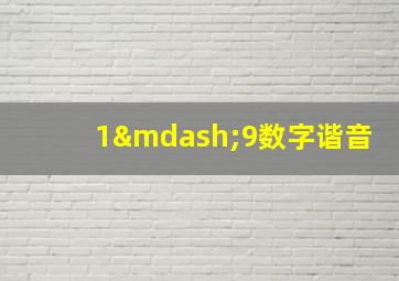 1—9数字谐音