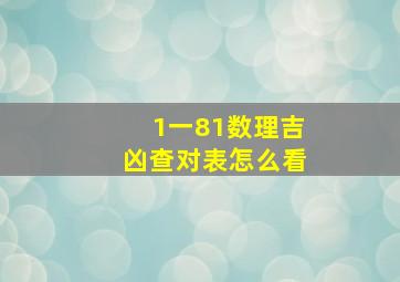 1一81数理吉凶查对表怎么看