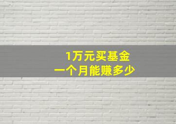 1万元买基金一个月能赚多少