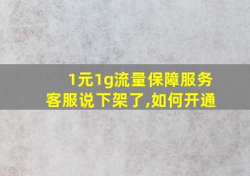 1元1g流量保障服务客服说下架了,如何开通