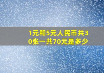 1元和5元人民币共30张一共70元是多少