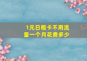 1元日租卡不用流量一个月花费多少