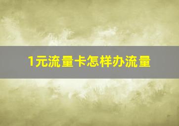 1元流量卡怎样办流量