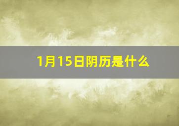 1月15日阴历是什么