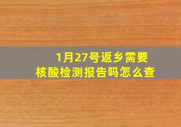 1月27号返乡需要核酸检测报告吗怎么查