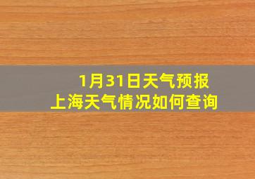 1月31日天气预报上海天气情况如何查询