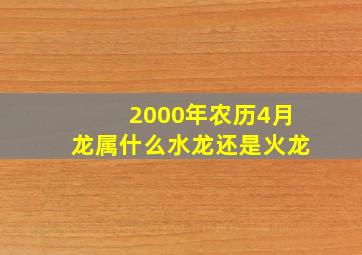 2000年农历4月龙属什么水龙还是火龙