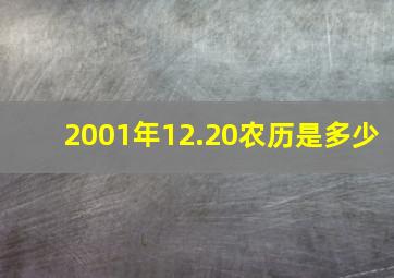 2001年12.20农历是多少