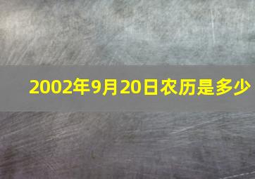 2002年9月20日农历是多少