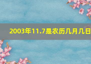 2003年11.7是农历几月几日