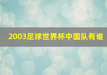 2003足球世界杯中国队有谁