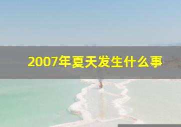 2007年夏天发生什么事