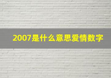 2007是什么意思爱情数字