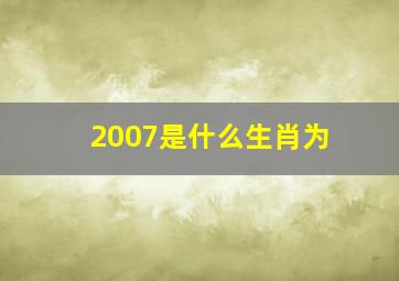 2007是什么生肖为