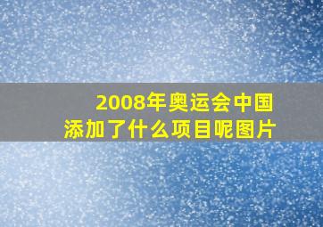 2008年奥运会中国添加了什么项目呢图片