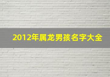 2012年属龙男孩名字大全