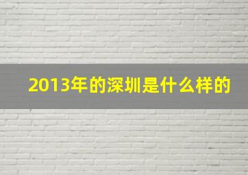 2013年的深圳是什么样的