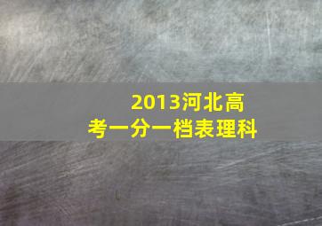 2013河北高考一分一档表理科