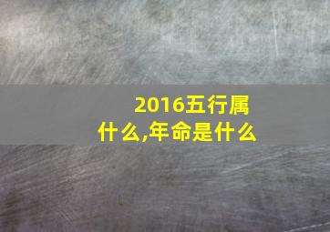 2016五行属什么,年命是什么