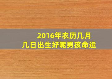 2016年农历几月几日出生好呢男孩命运