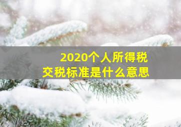 2020个人所得税交税标准是什么意思