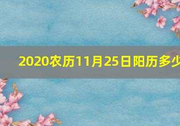 2020农历11月25日阳历多少