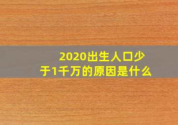 2020出生人口少于1千万的原因是什么