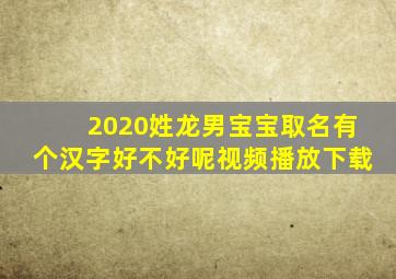 2020姓龙男宝宝取名有个汉字好不好呢视频播放下载