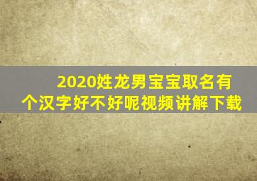 2020姓龙男宝宝取名有个汉字好不好呢视频讲解下载