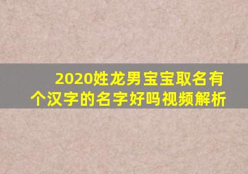 2020姓龙男宝宝取名有个汉字的名字好吗视频解析