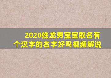 2020姓龙男宝宝取名有个汉字的名字好吗视频解说