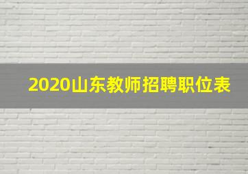 2020山东教师招聘职位表