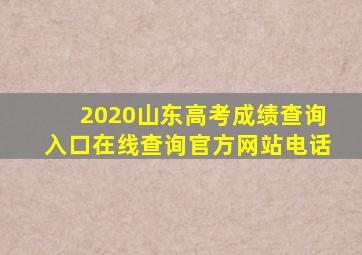 2020山东高考成绩查询入口在线查询官方网站电话