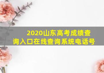 2020山东高考成绩查询入口在线查询系统电话号