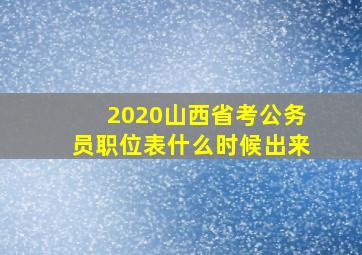 2020山西省考公务员职位表什么时候出来