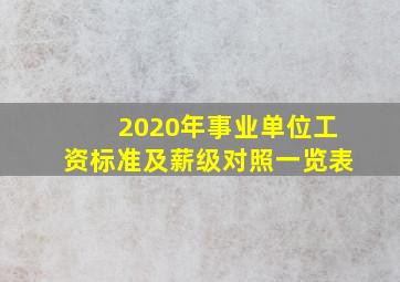 2020年事业单位工资标准及薪级对照一览表