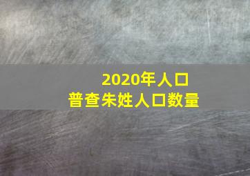 2020年人口普查朱姓人口数量