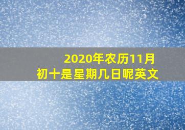 2020年农历11月初十是星期几日呢英文