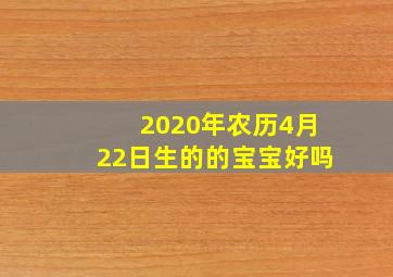 2020年农历4月22日生的的宝宝好吗