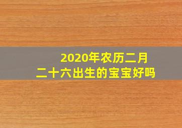 2020年农历二月二十六出生的宝宝好吗