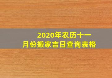 2020年农历十一月份搬家吉日查询表格