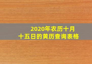 2020年农历十月十五日的黄历查询表格