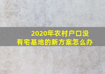 2020年农村户口没有宅基地的新方案怎么办