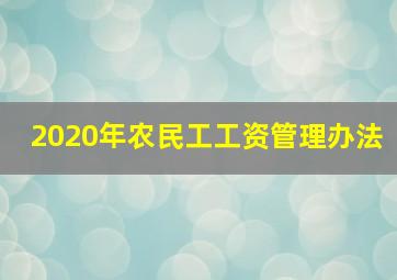 2020年农民工工资管理办法