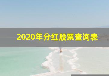 2020年分红股票查询表