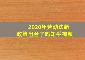 2020年劳动法新政策出台了吗知乎视频