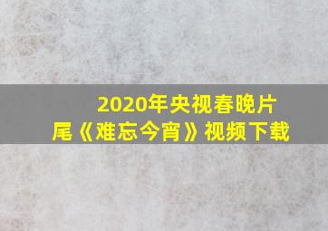 2020年央视春晚片尾《难忘今宵》视频下载