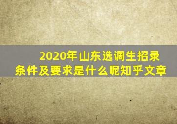 2020年山东选调生招录条件及要求是什么呢知乎文章