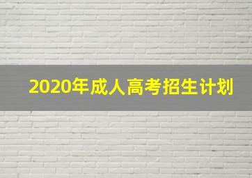 2020年成人高考招生计划