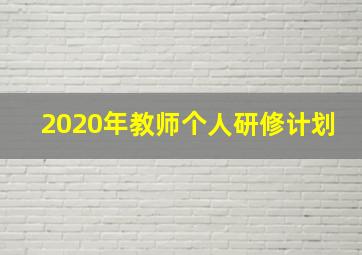 2020年教师个人研修计划